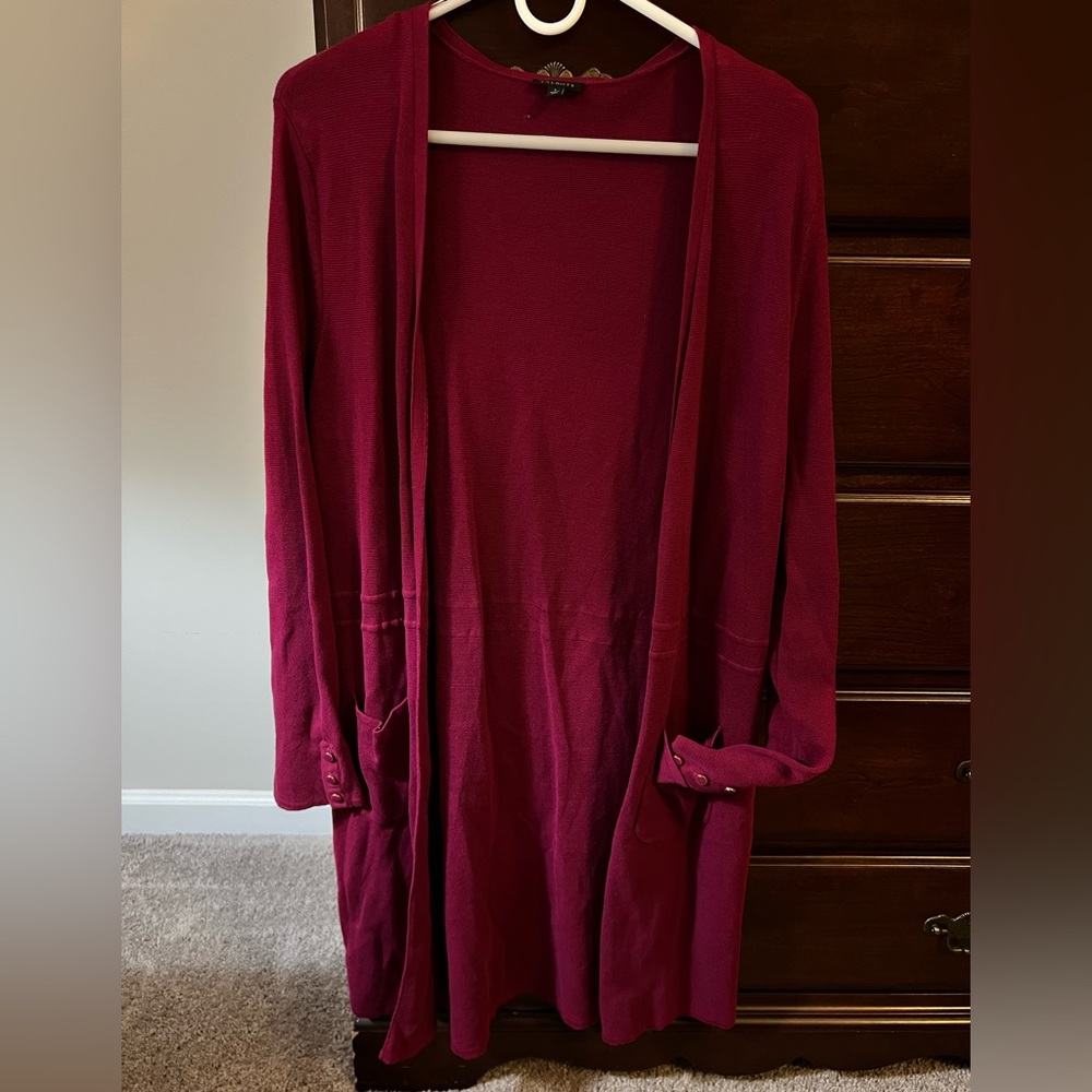 EUC! 🌺Pretty PLUM-Colored🌺 Open-Front Talbots Lightweight Cardigan—Size—Large